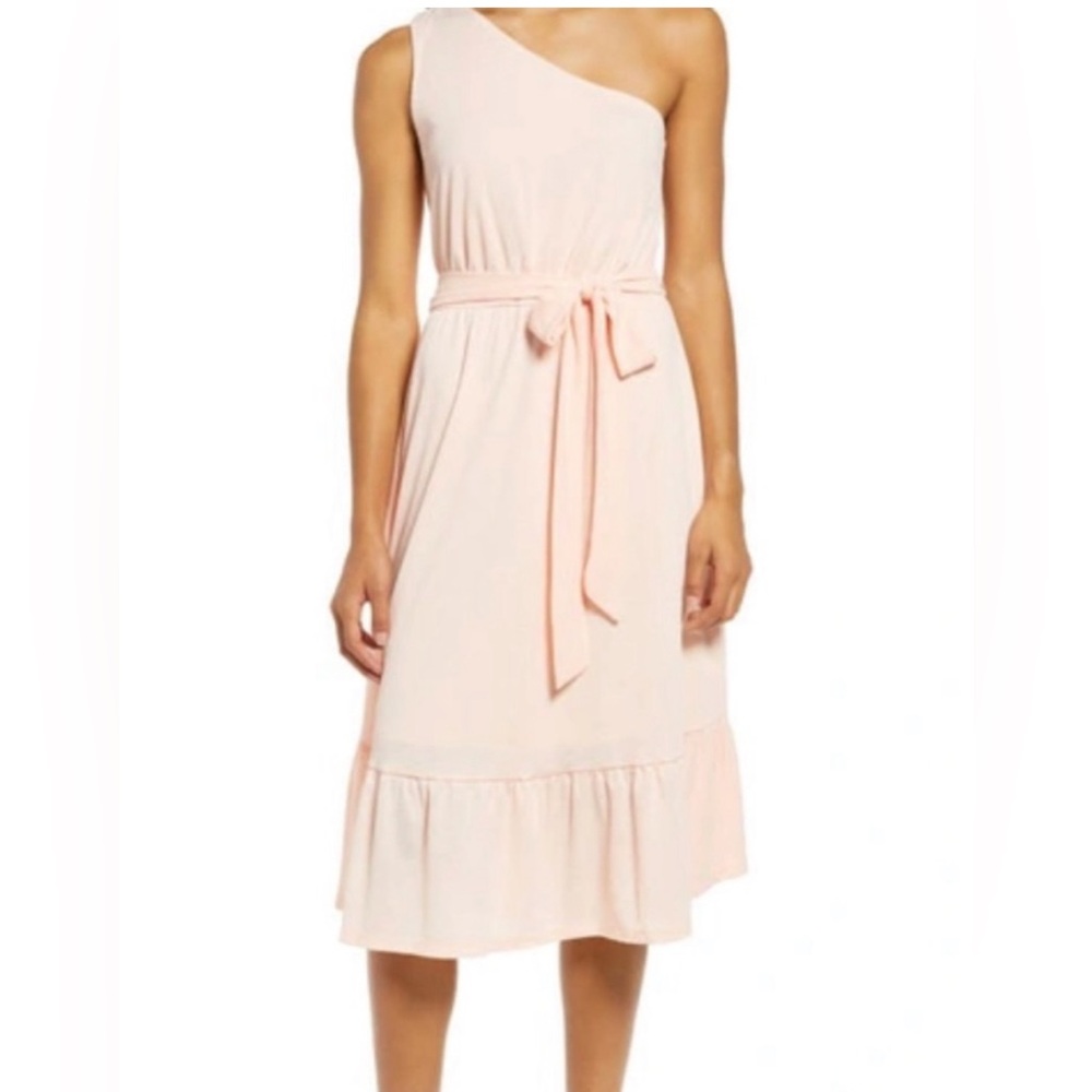 NWT Gibson one shoulder pink dress Large